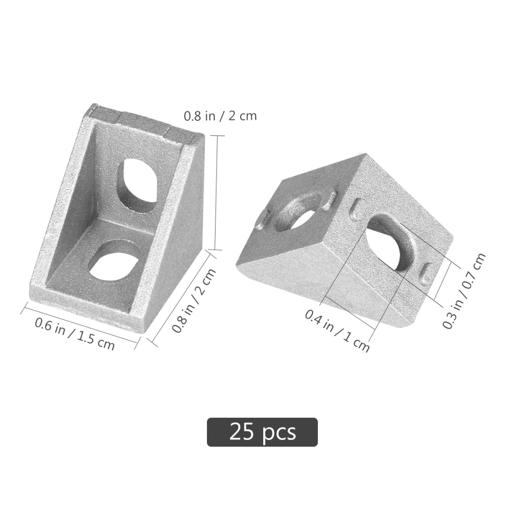 UEETEK 25Pcs 2020 Corner Bracket for 20mm Aluminum Extrusion (Dull Polish)