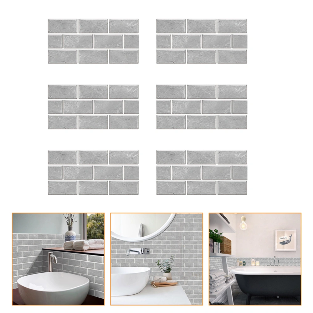 6 Pcs Brick Pattern Wallpapers Practical Self-adhesive Wallpapers (Grey)