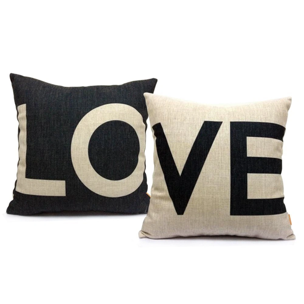 2pcs 43*43cm LOVE Cotton Linen Square Throw Pillow Case Pillowcase Cushion Cover