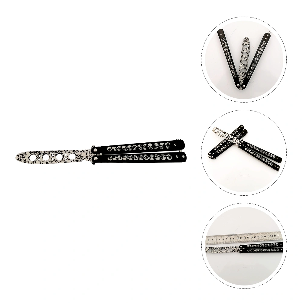 1Pc Blunt Balisong Skull Design Balisong Dull Balisong Trainer Halloween Gift
