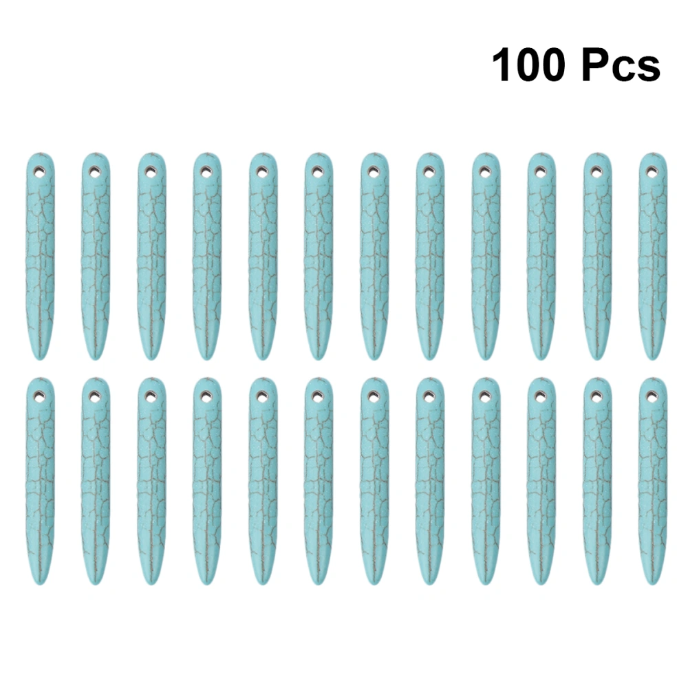 100pcs Colored Turquoise Stone Beads Needle Shape Grain Beads DIY Craft Spacer Beads Creative DIY Jewelry Accessories for Home Kids (50mm Diameter)