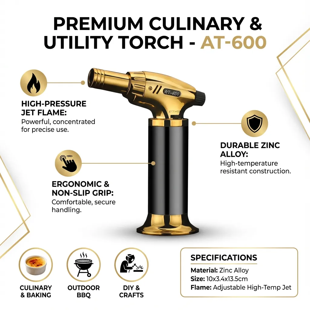 Baking Barbecue Igniter Lighters Outdoors BBQ Party High Temperature Flamethrower Welding (Black)
