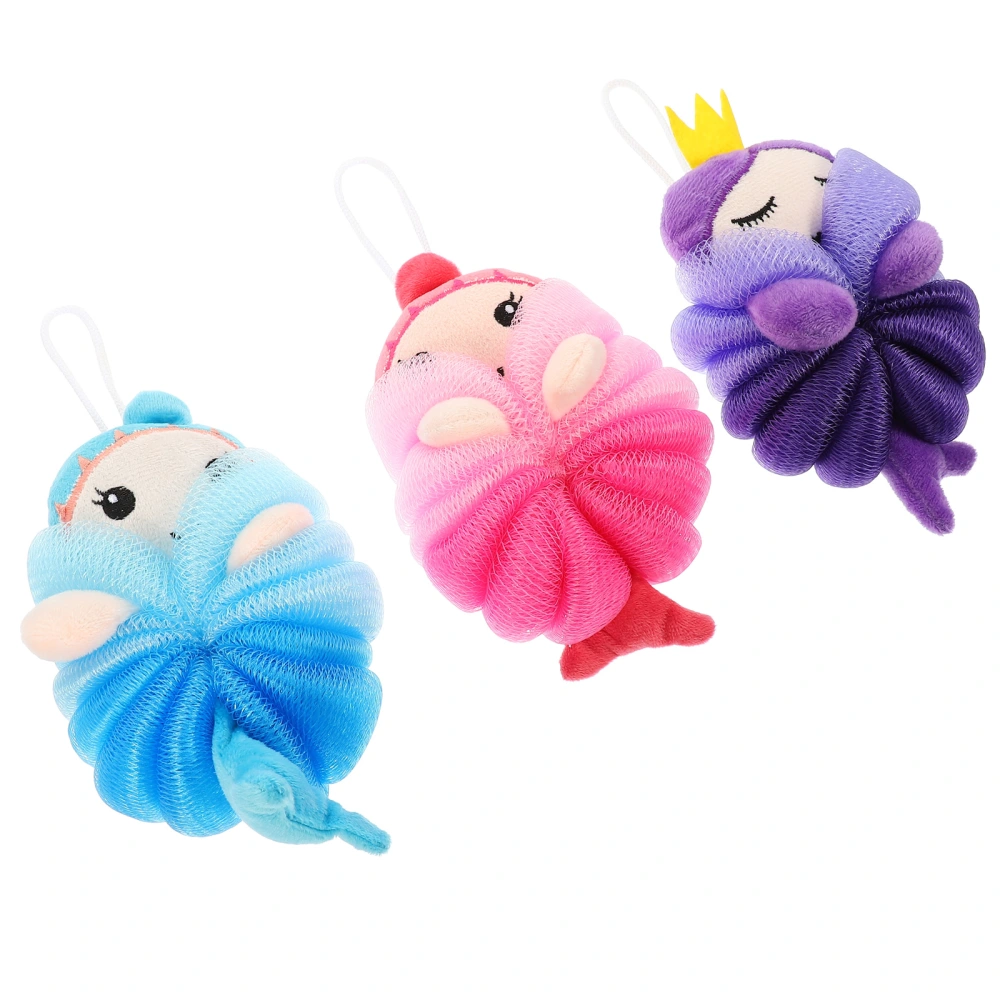 3pcs Bathing Balls Cartoon Animal Loofah Scrubber Kids Shower Baths Ball