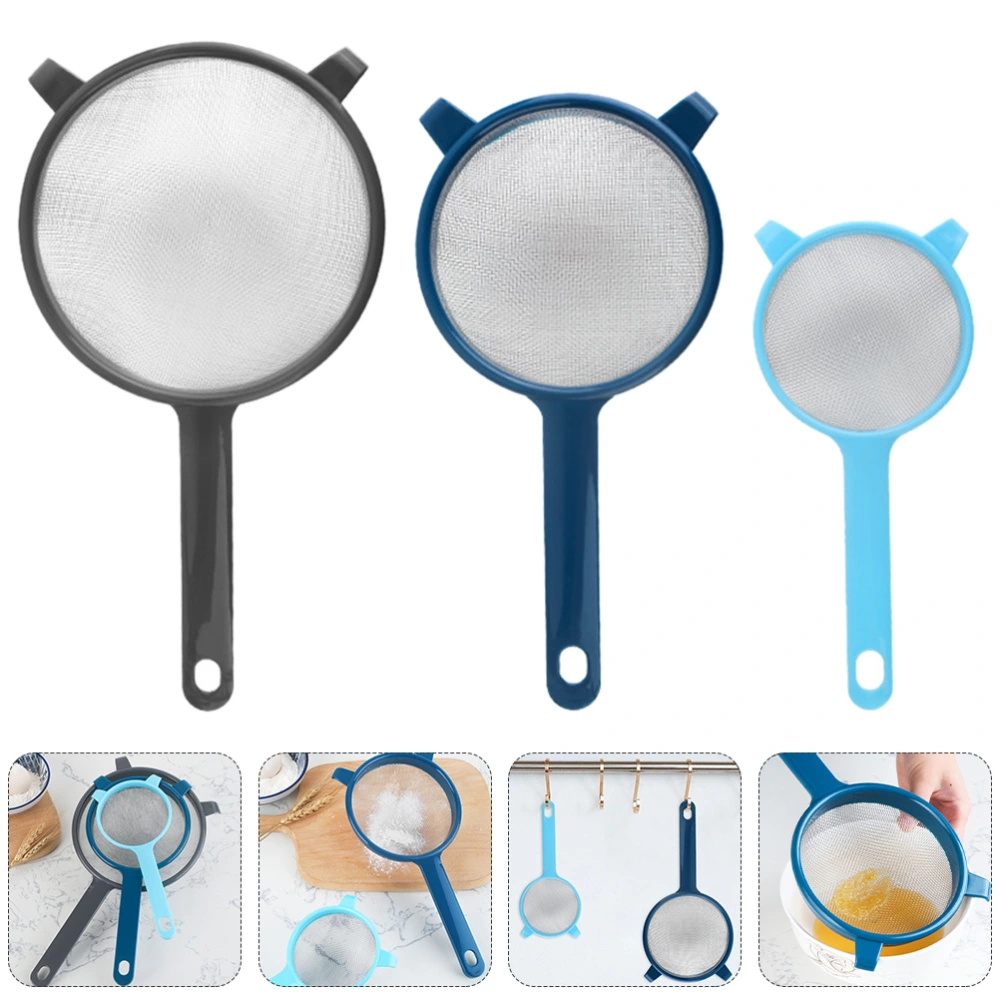 1 Set 3pcs Handheld Powder Sifter Flour Sieve Powder Strainer (Assorted Color)