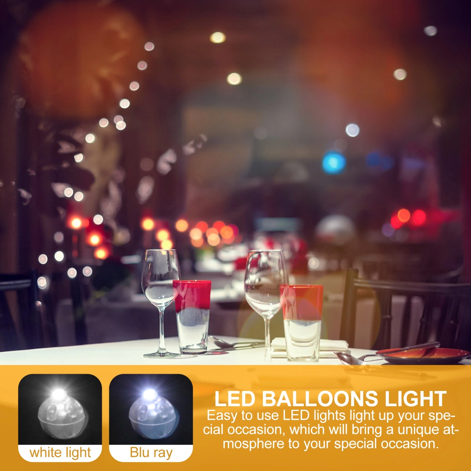 100pcs LED Round Ball Light Tumbler Balloon Lights Mini Luminous Lamps for Paper Lantern Christmas Wedding Party Decoration (White Light+Blue Light)
