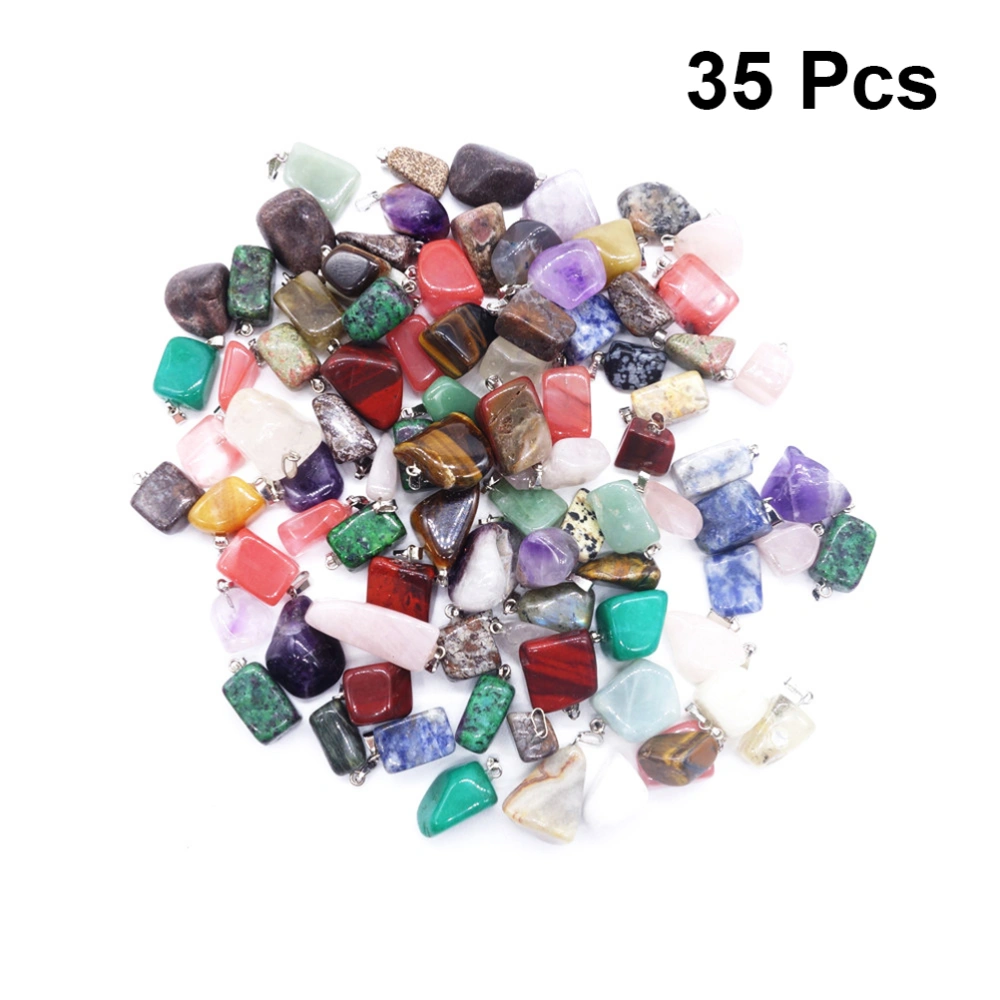 35PCS Natural Stone Pendants Crystal Agate Ornaments DIY Necklace Accessories for Girls Kids (Random Pattern)