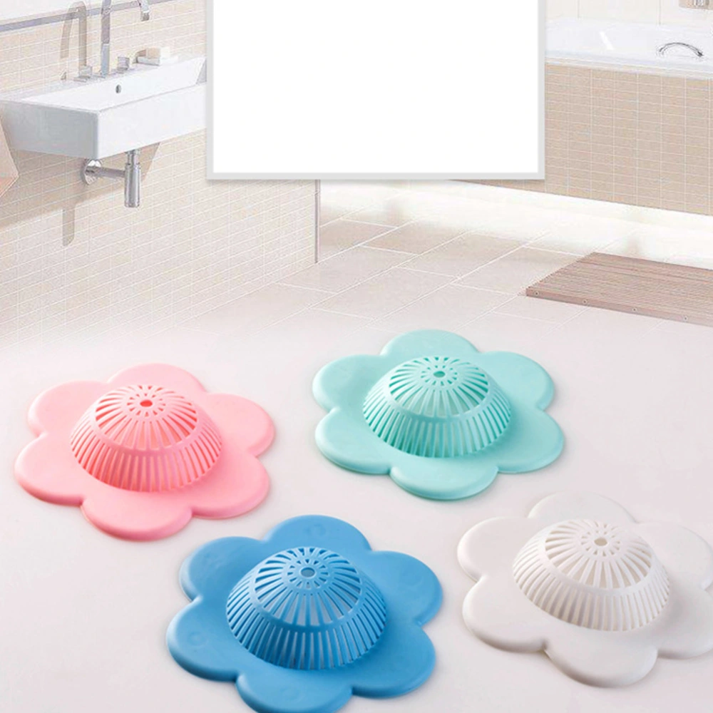 4Pcs Plum Blossom Shaped Sink Plug Practical Sink Mouth Filter Convenient Drain Strainer White