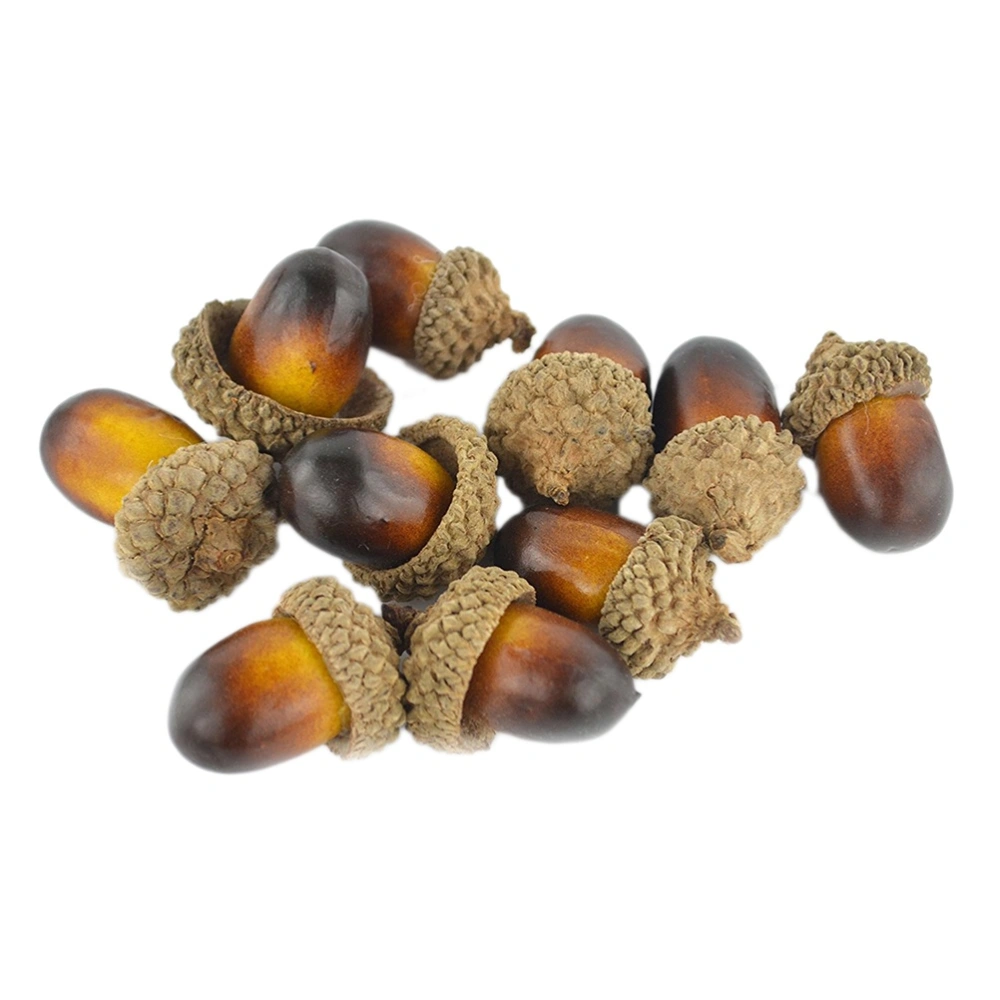 100pcs Artificial Lifelike Simulation Small Acorn Set Decoration False Nuts Home Kitchen Decor (Dark Color)