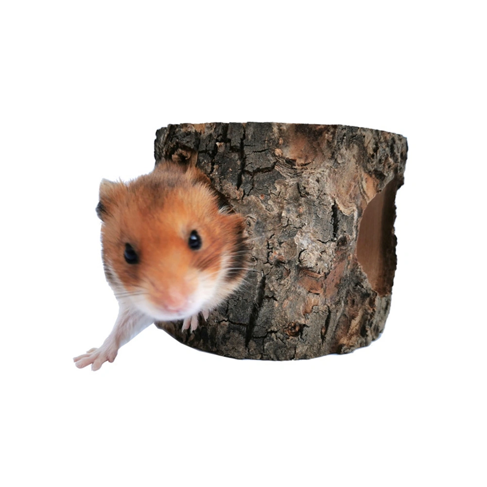 Wooden Tree Trunk Three Hole Hamster Toy Wooden Tree Hole Hideouts Tree Tunnel Tube for Hamster Guinea Pig