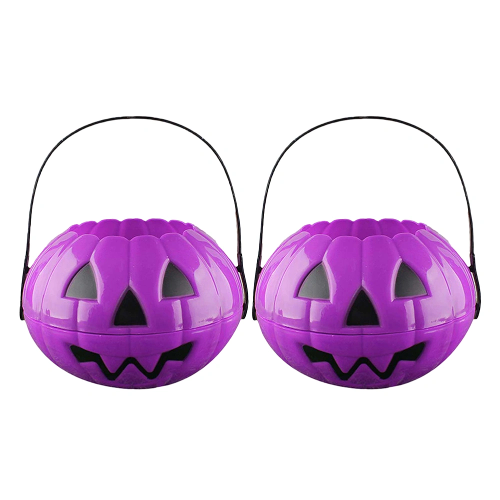 2pcs Portable Pumpkin Buckets Halloween Decorations Pumpkin Shape Containers