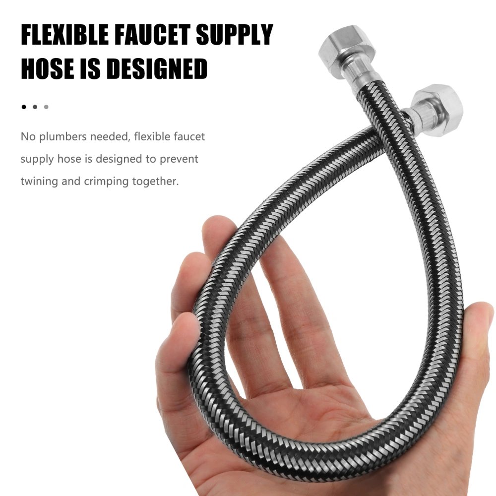 2pcs 50cm Faucet Connector Hose Stainless Steel Braided Water Supply Line