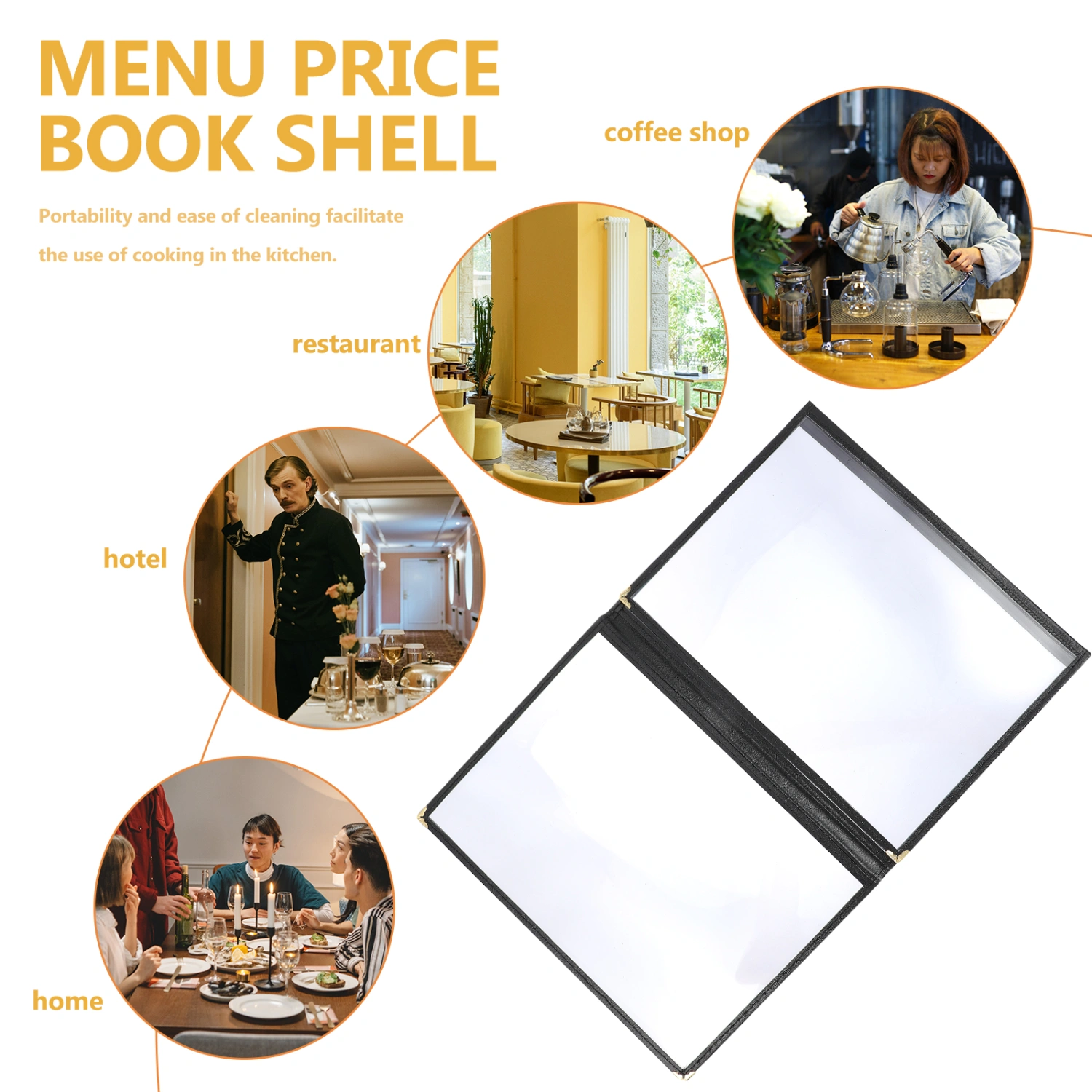 1Pc Practical PVC Menu Cover A4 Menu Protective Cover Menu Folder (Black)