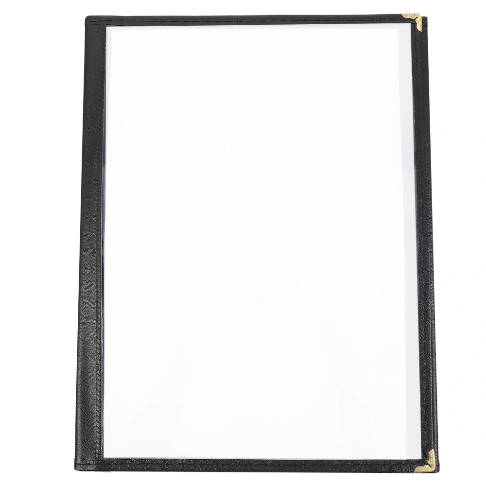 1Pc Practical PVC Menu Cover A4 Menu Protective Cover Menu Folder (Black)