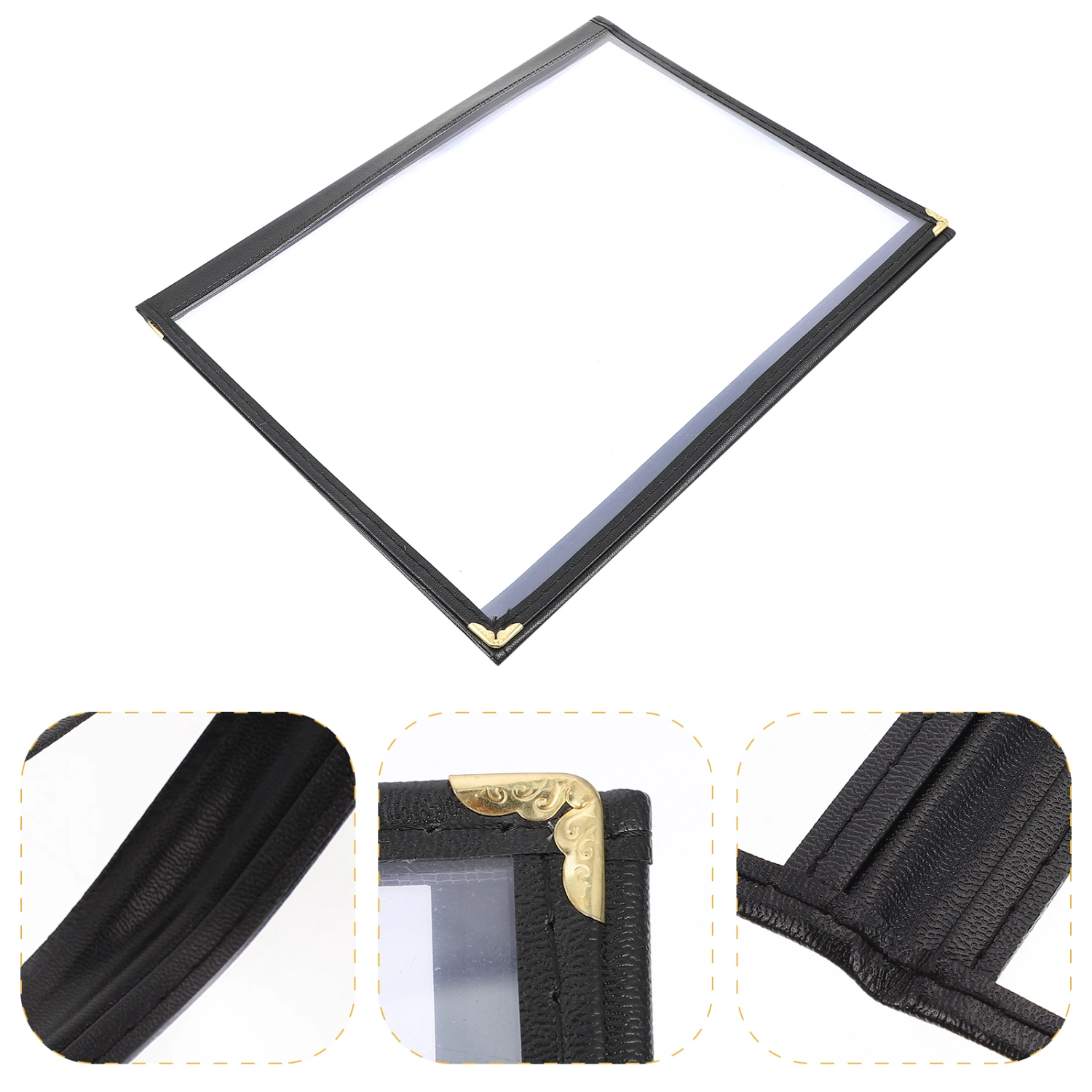 1Pc Practical PVC Menu Cover A4 Menu Protective Cover Menu Folder (Black)