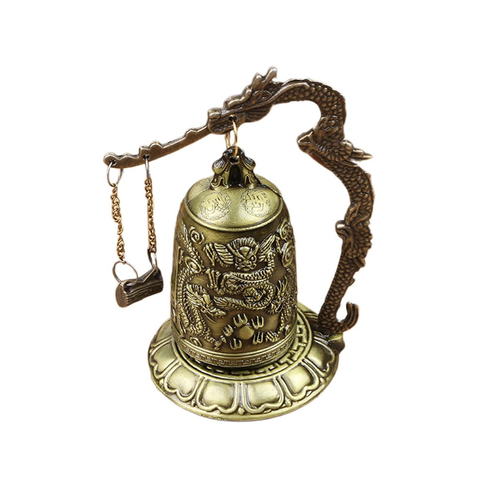 Lock Dragon Carved Buddhist Bell Geomantic for Meditation Altar Geomancy Ornaments