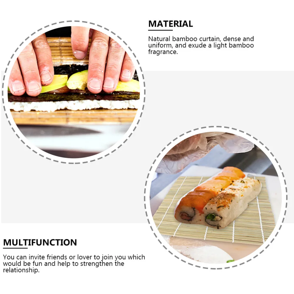 2pcs Sushi Rolling Mats Sushi Making Pads Bamboo Curtain Homemade Sushi Gadget