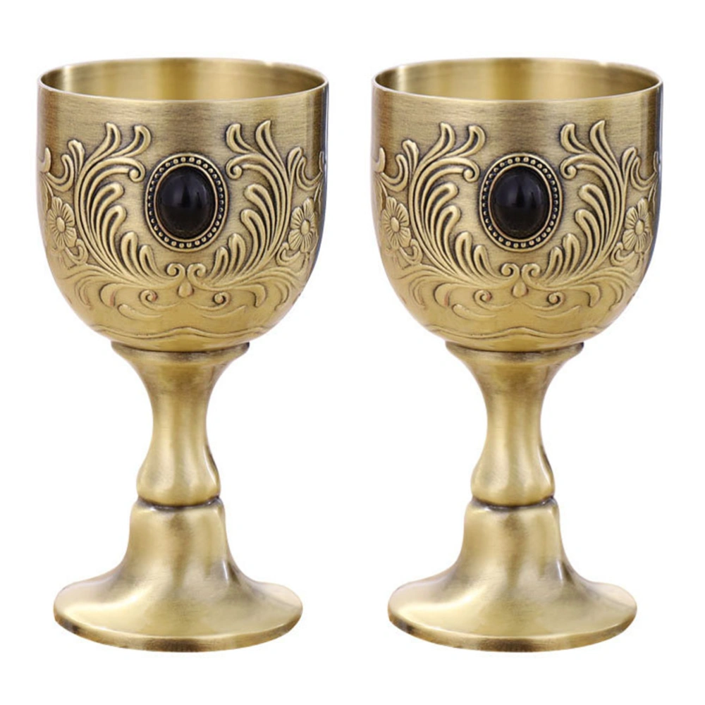 2Pcs Vintage Wine Cup High-quality Metal Cup Mini Cup Red Wine Chalice for Party