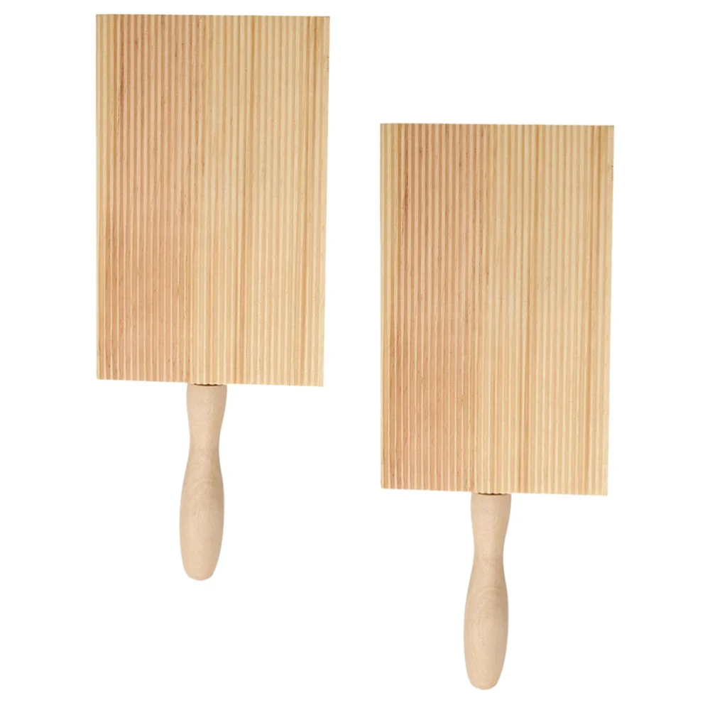 2 Pcs Household Garganelli Boards Practical Wooden Pasta Gnocchi Boards (Khaki)