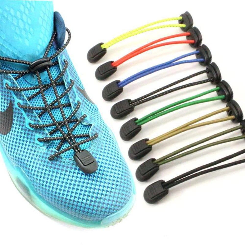 9 Pair Lazy Runner Safety Shoe Laces Stretching Convenient Elastic Sneakers Laces Colorful Shoes Tie (Orange Green Black Green Khaki Blue Fluorescent Green White Black Dot and White Plus Black Dot)