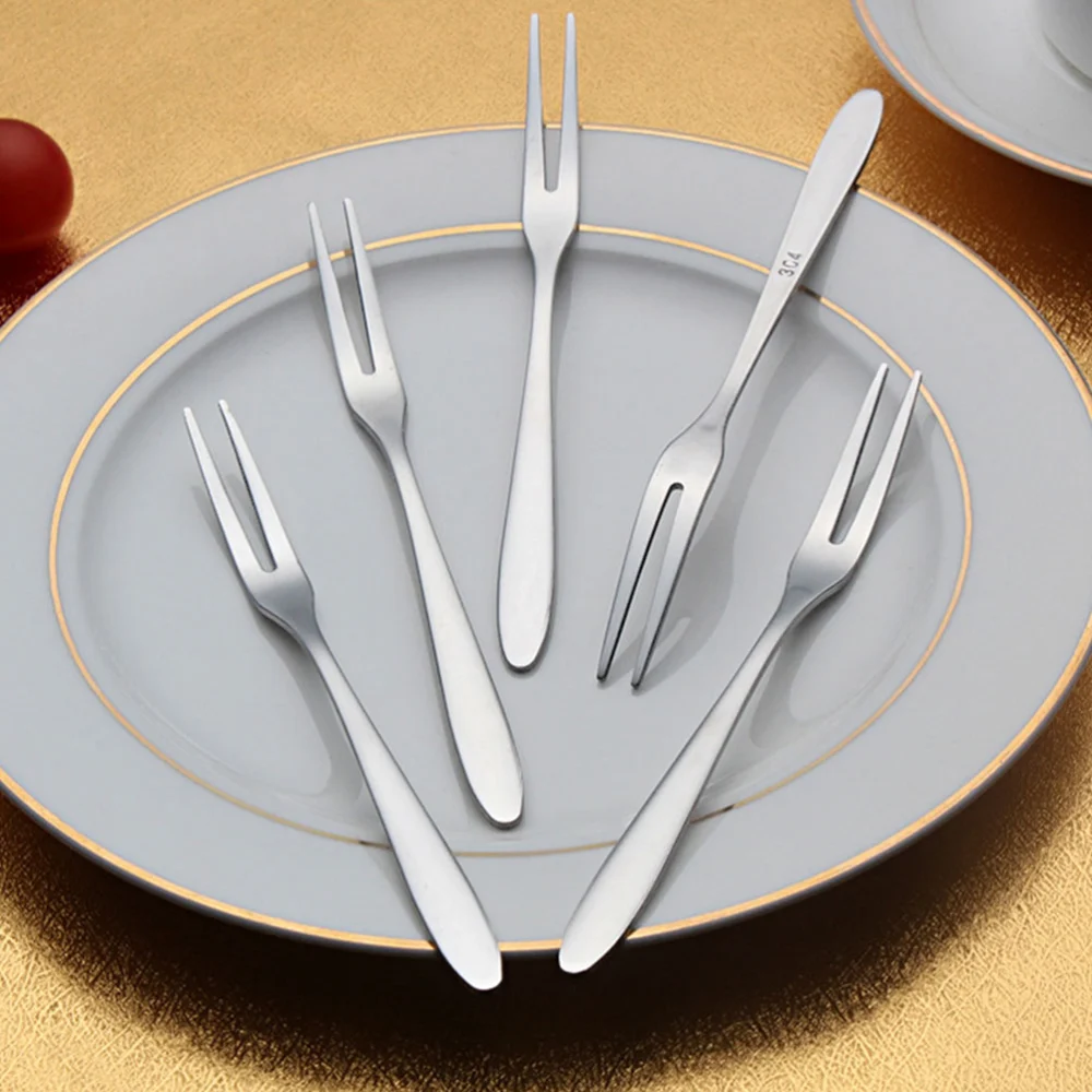 20pcs Mini Fruit Forks Stainless Steel Cocktail Forks Cake Dessert Forks Kitchen Gadget