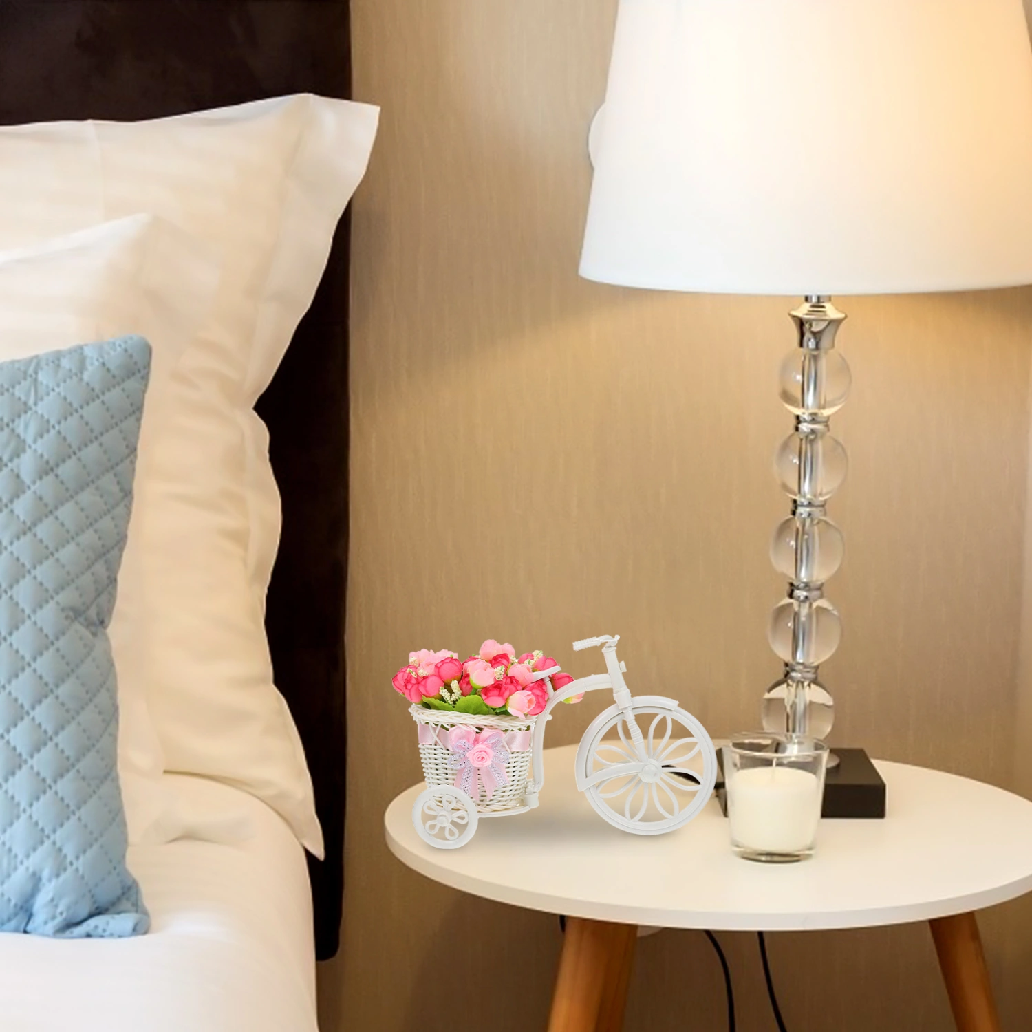 1Pc Bike Shaped Artificial Flower Holder Plant Storage Rack Desktop Ornament for Home