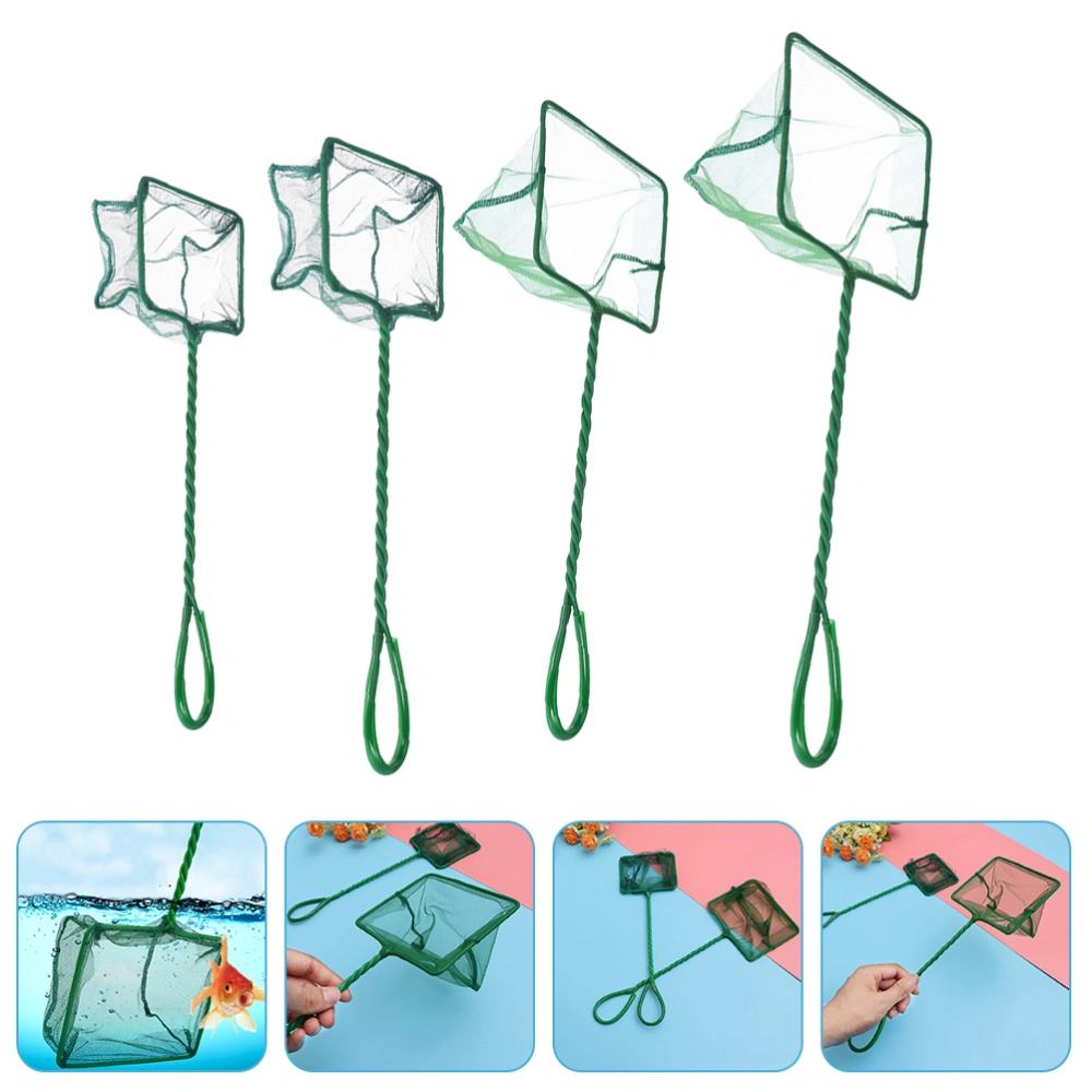 4pcs Portable Fishing Nets Professional Landing Nets Outdoor Fishing Gears (Green)