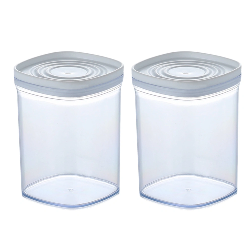 2PCS Clear Sealed Canister Airtight Food Storage Container Moistureproof Grain Box with Lid for Dry Fruits Spice Snacks - Size L (White)