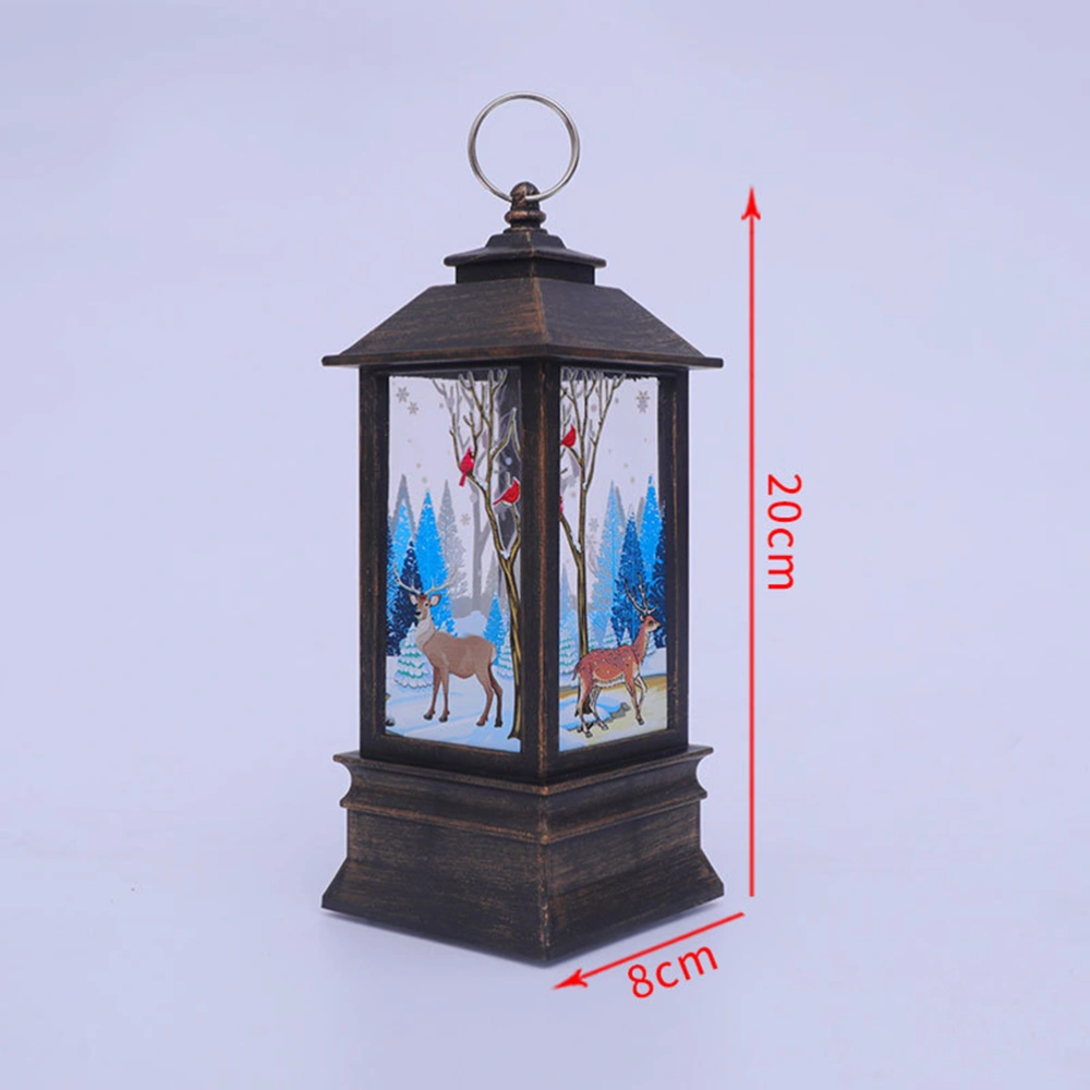 Christmas Portable Storm Lantern Creative Bronze Elk Pattern Hanging Light Decorative Lamp without Battery