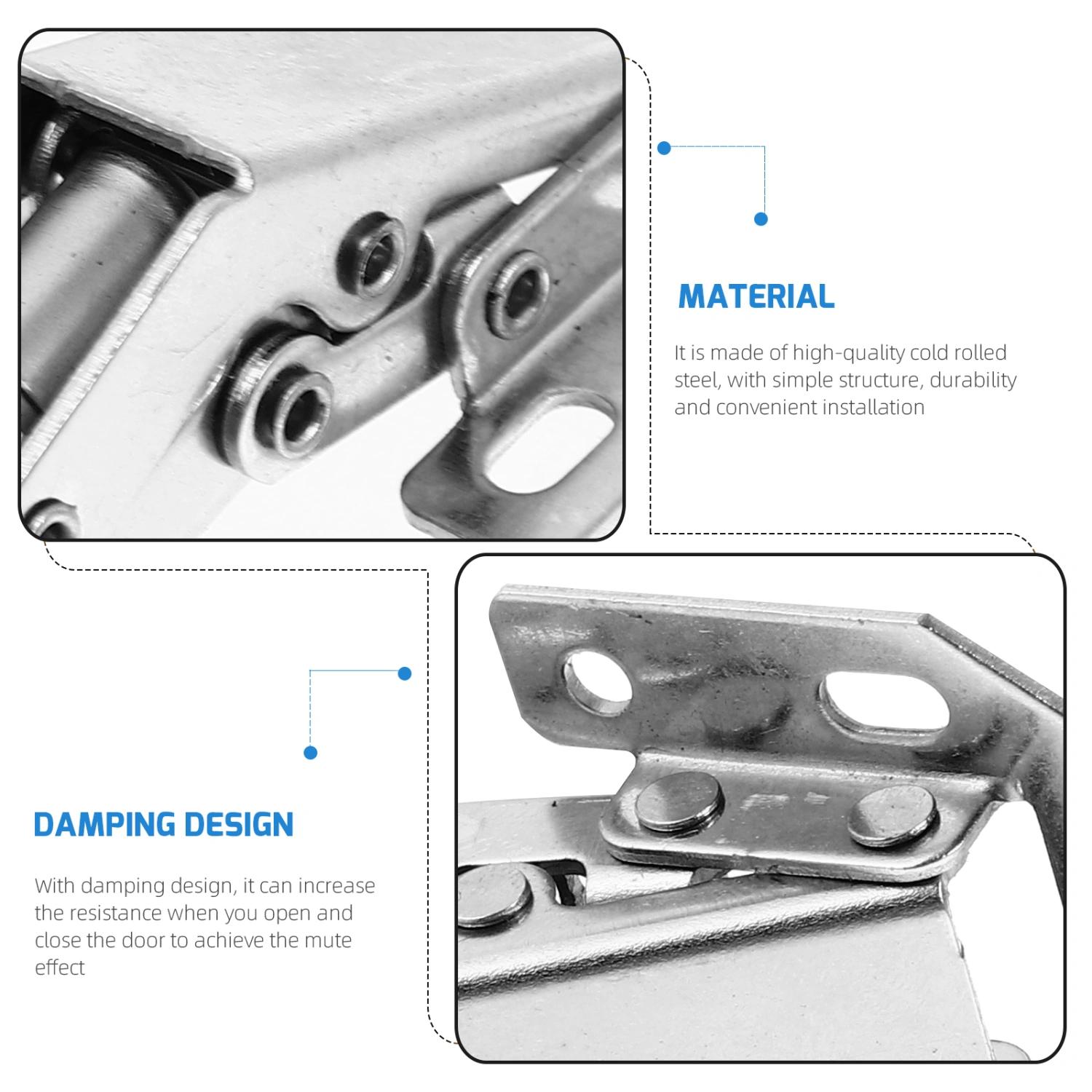 6Pcs Hydraulic Door Hinges Open Installation Hinges Door Damping Hinges