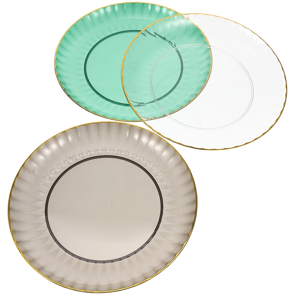 3Pcs Snacks Serving Plates Decorative Fruits Plates Plastic Food Plates Desktop Food Waste Plates