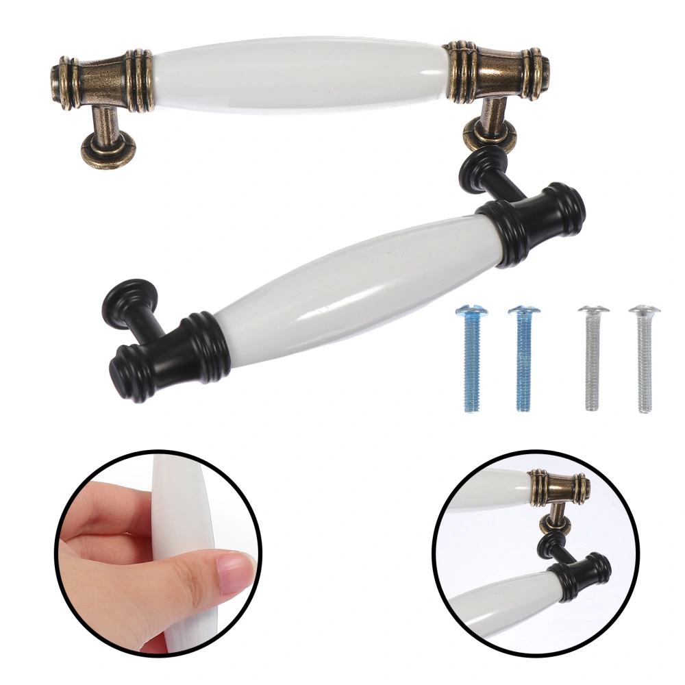 2pcs European Style Handles Durable Drawer Door Handles Ceramic Closet Handles