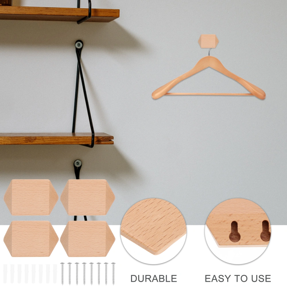 1 Set of Wall Mounted Wooden Hooks Wall Storage Hooks for Home Wardrobe Hooks