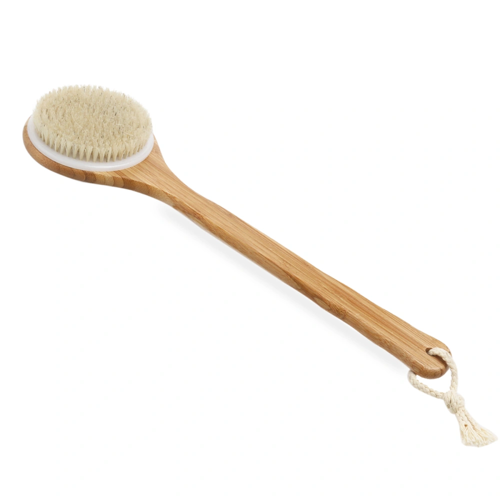 Bath Shower Bristle Brush Body Brush with Long Bamboo Handle