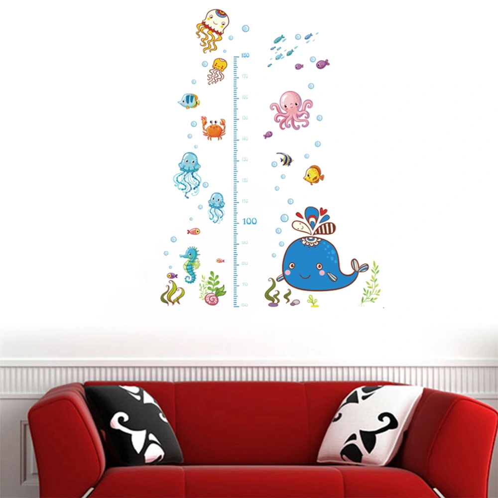 Creative Nautical Cartoon Underwater World Height Sticker Kids Room Decoratio Home Decoration