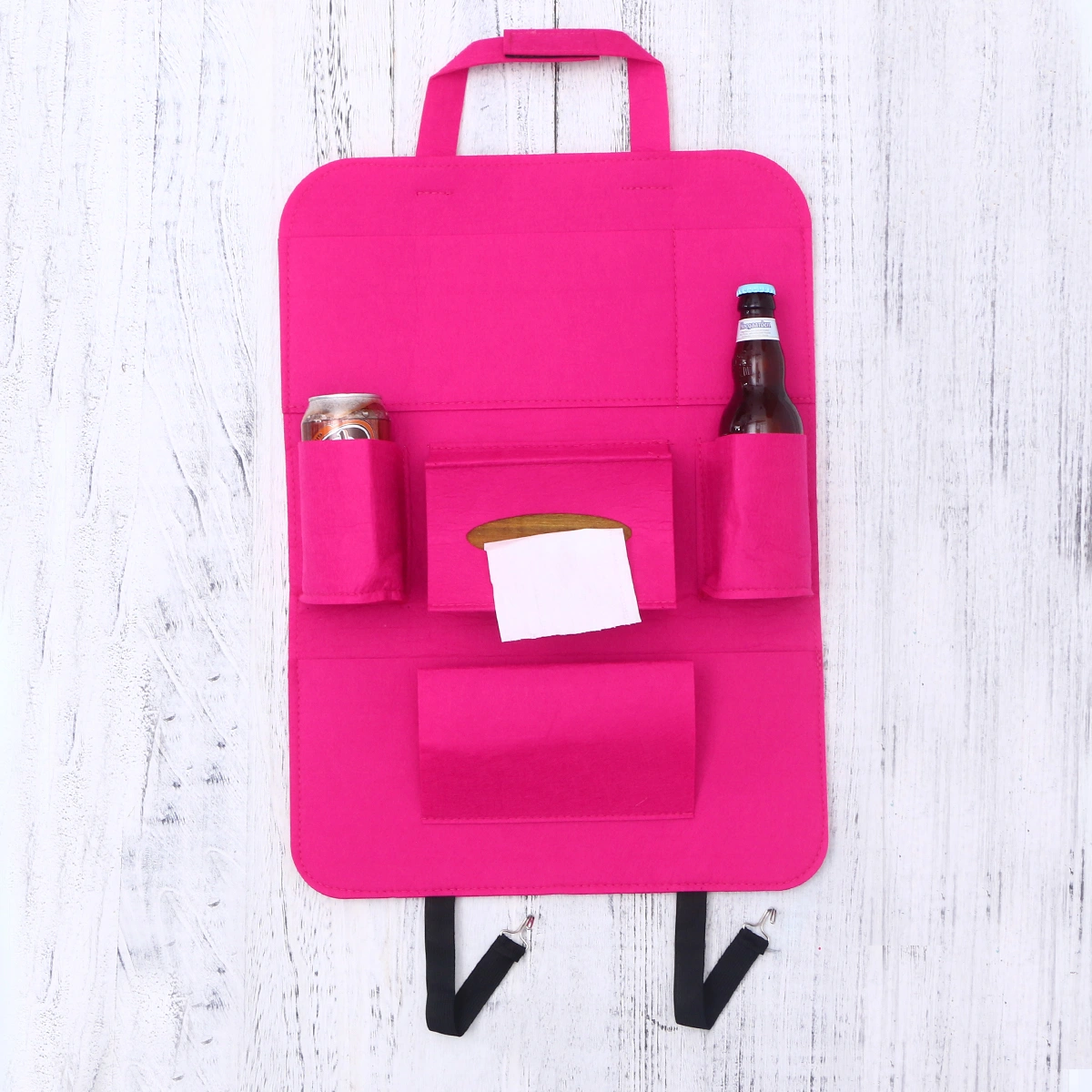 Auto Storage Pouch Car Back Seat Storage Bag Multi-Pocket Holder for Organizing (Rose Red)