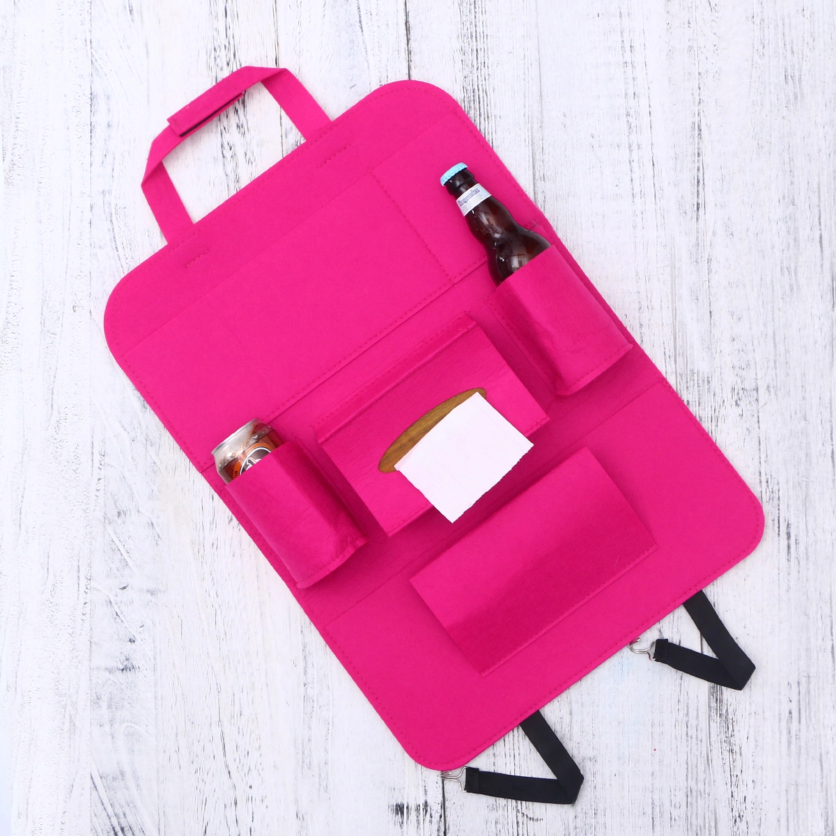 Auto Storage Pouch Car Back Seat Storage Bag Multi-Pocket Holder for Organizing (Rose Red)