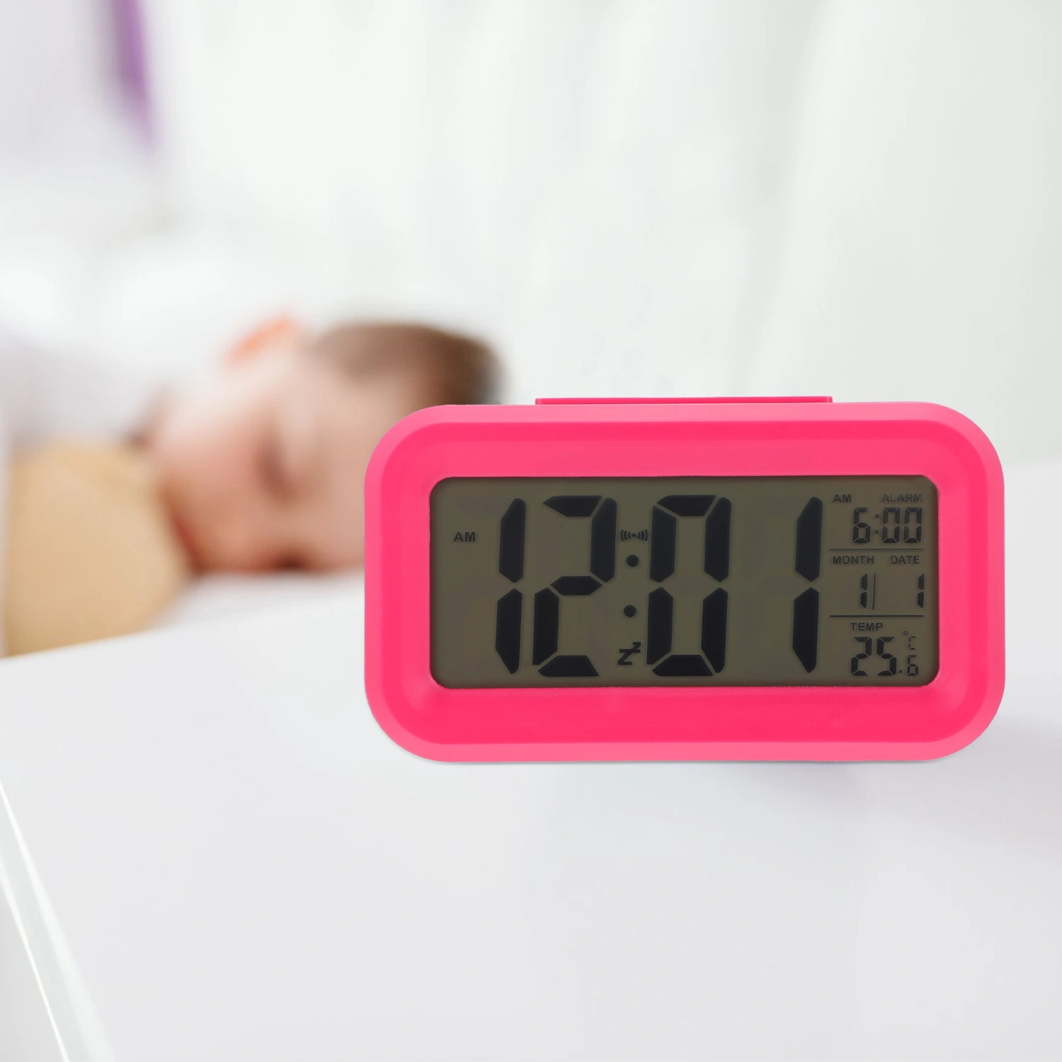 1 Set Digital Alarm Clock LCD Digital Clock Temperature Clock Without Battery