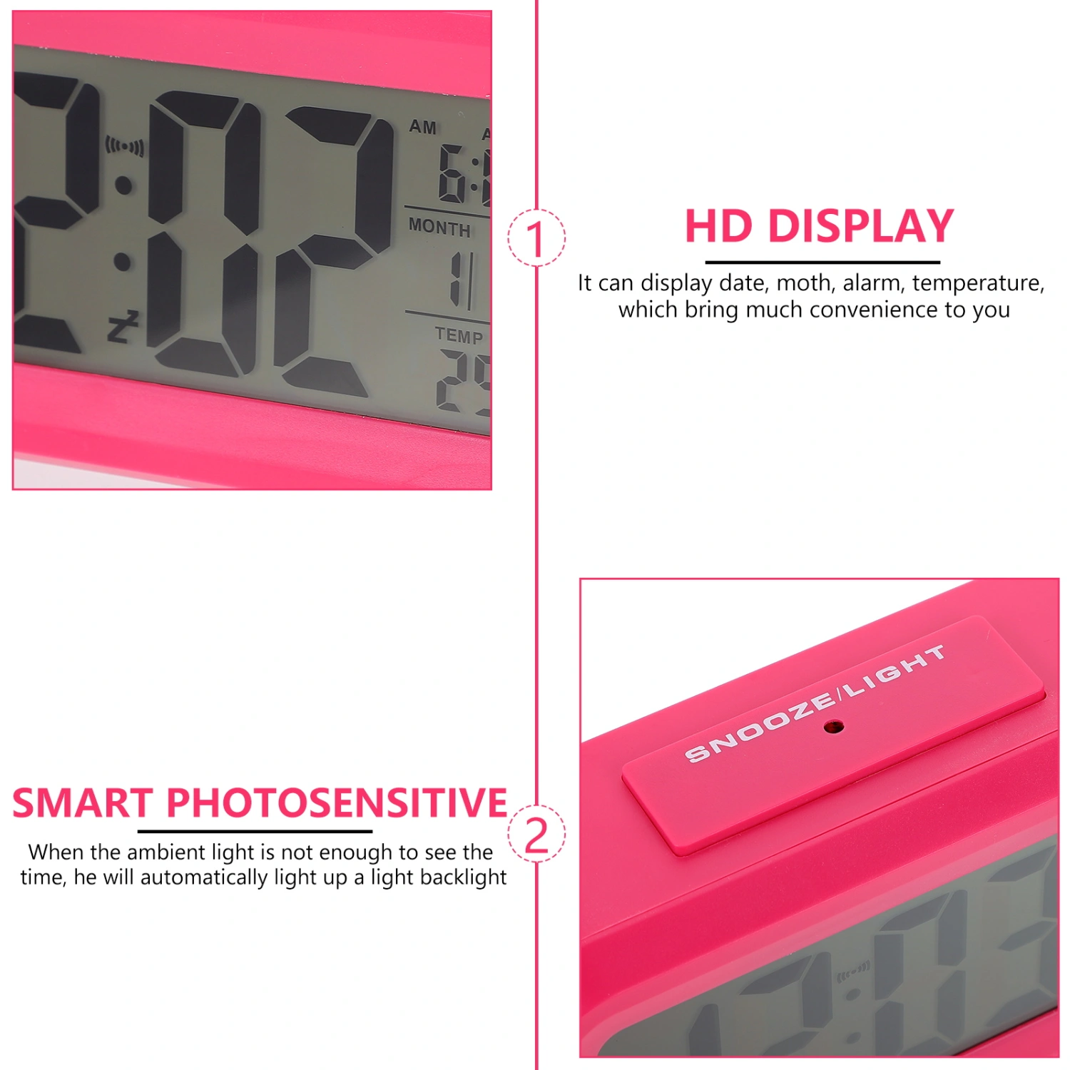 1 Set Digital Alarm Clock LCD Digital Clock Temperature Clock Without Battery