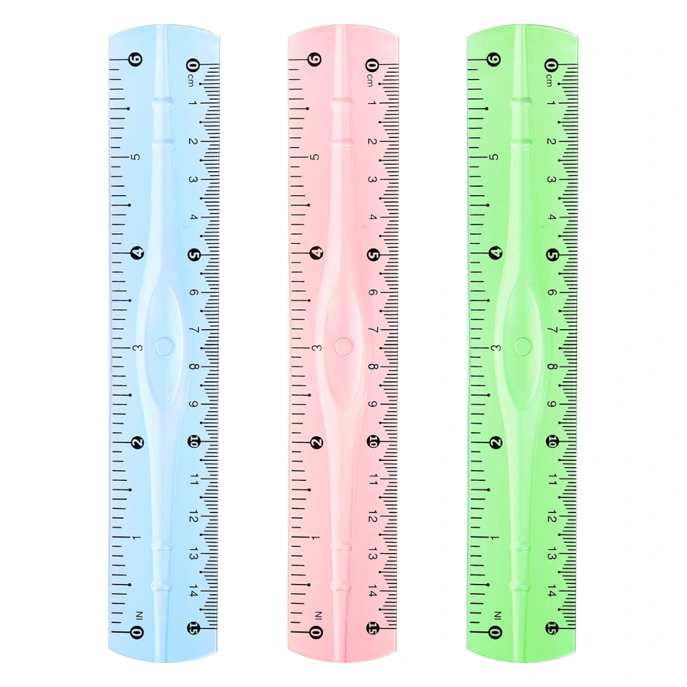 NUOLUX 12 Pcs Plastic Transparent Rulers School Students Stationery Office Measuring Ruler 15CM Random Color