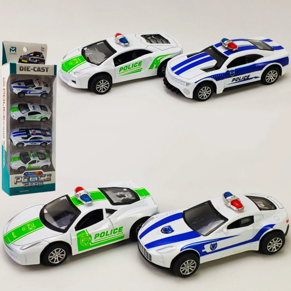 4pcs Simulation Pull Back Police Car Mini Police Car Model Toy for Kids Children