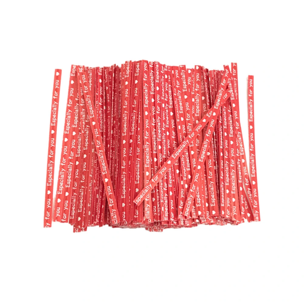 1000pcs Red Baking Package Tie Kraft Paper Closure Ties Bendable Packing Ribbon Gift Wrap Manage Cords for Tying Dessert Candy Bag