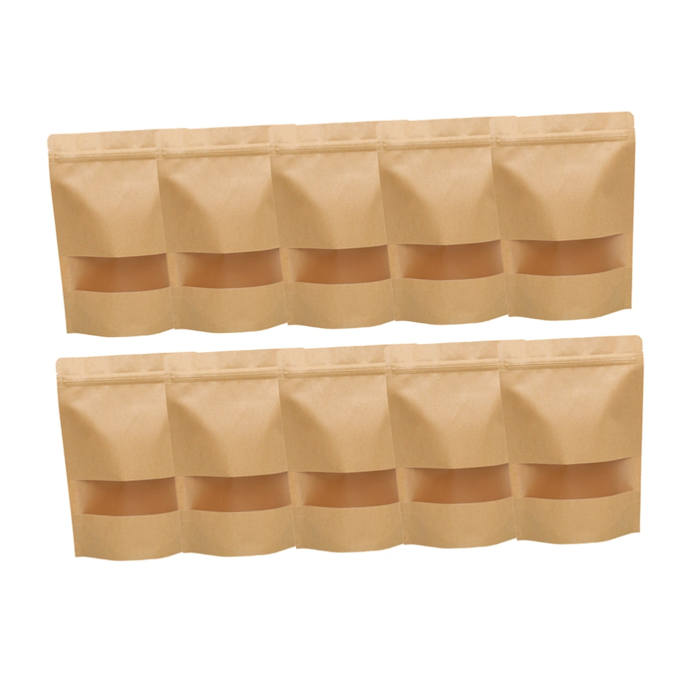 50PCS Kraft Papers Zipper Zealed Bags Food Standing Packaging Bags Convenient Self-sealing Bags for Home Shop