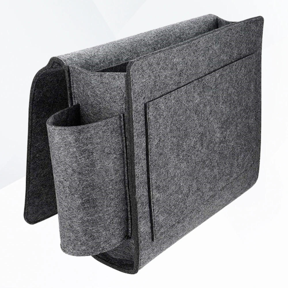 Felt Bedside Caddy Storage Bag Hanging Storage Pouch Sundries Organizer for Laptop (Dark Grey)