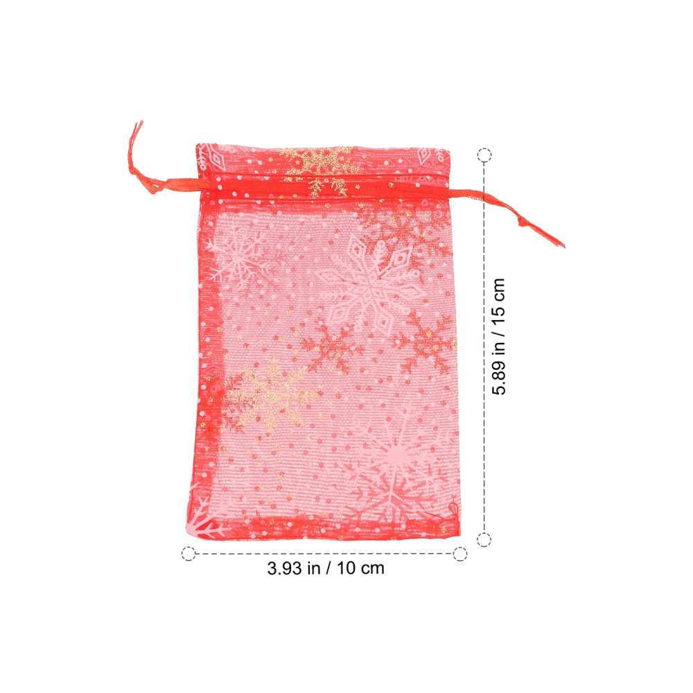 50pcs Xmas Organza Snacks Bags Present Wrapping Bags Drawstring Gift Pouches