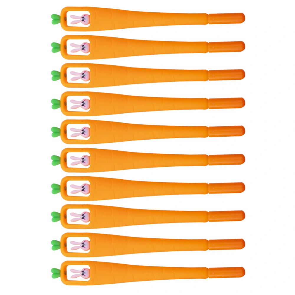 10Pcs Cartoon Rabbit Ball-point Pens Adorable Carrot Pencil Plastic Roller Pen