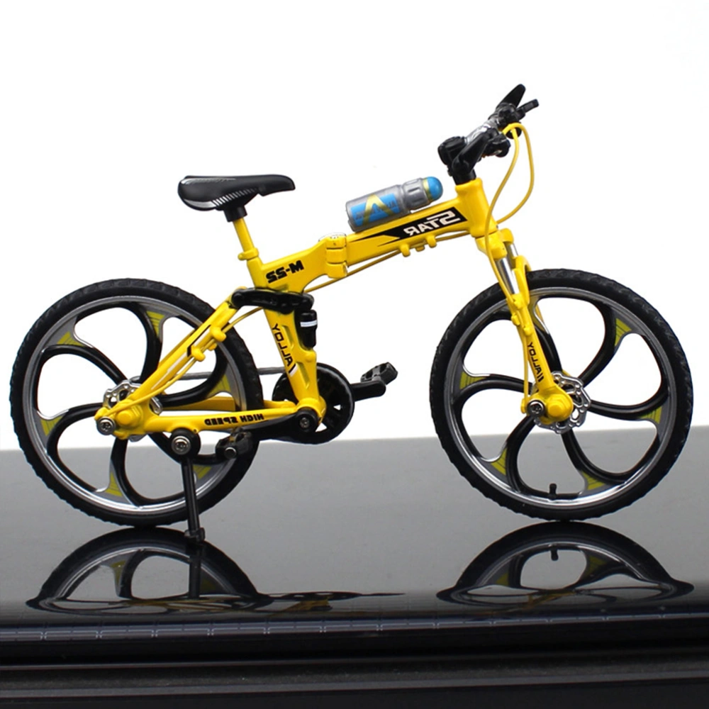 17.5x10.5cm Creative Alloy Model 1:10 Mini Simulation Toy (Folding Mountain Bike Yellow)