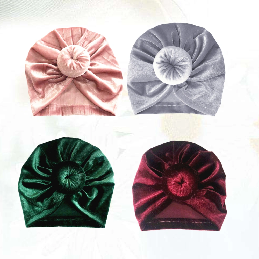 4pcs Baby Turban Cloth Hat Caps Knot Caps Hospital Hat for Baby Girl Toddler