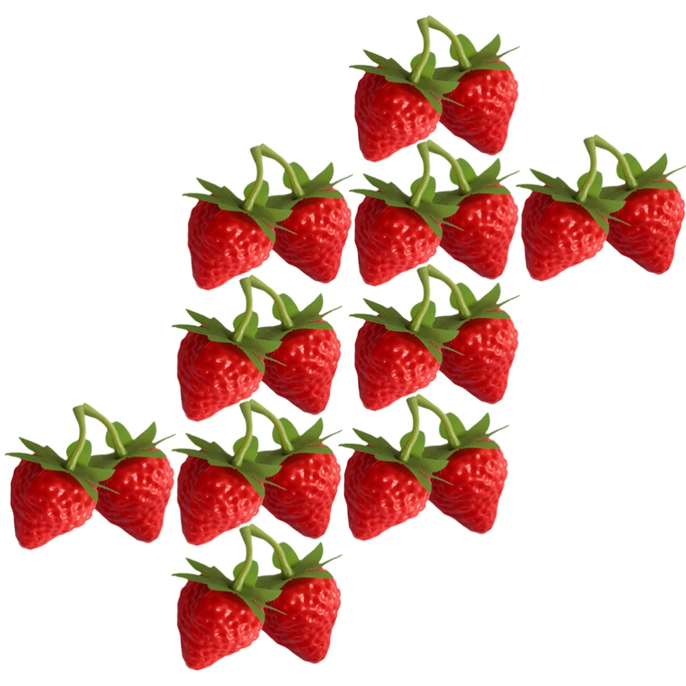 50pcs Artificial Strawberry Decors Plastic Models Fake Fruits Ornaments Photography Decors