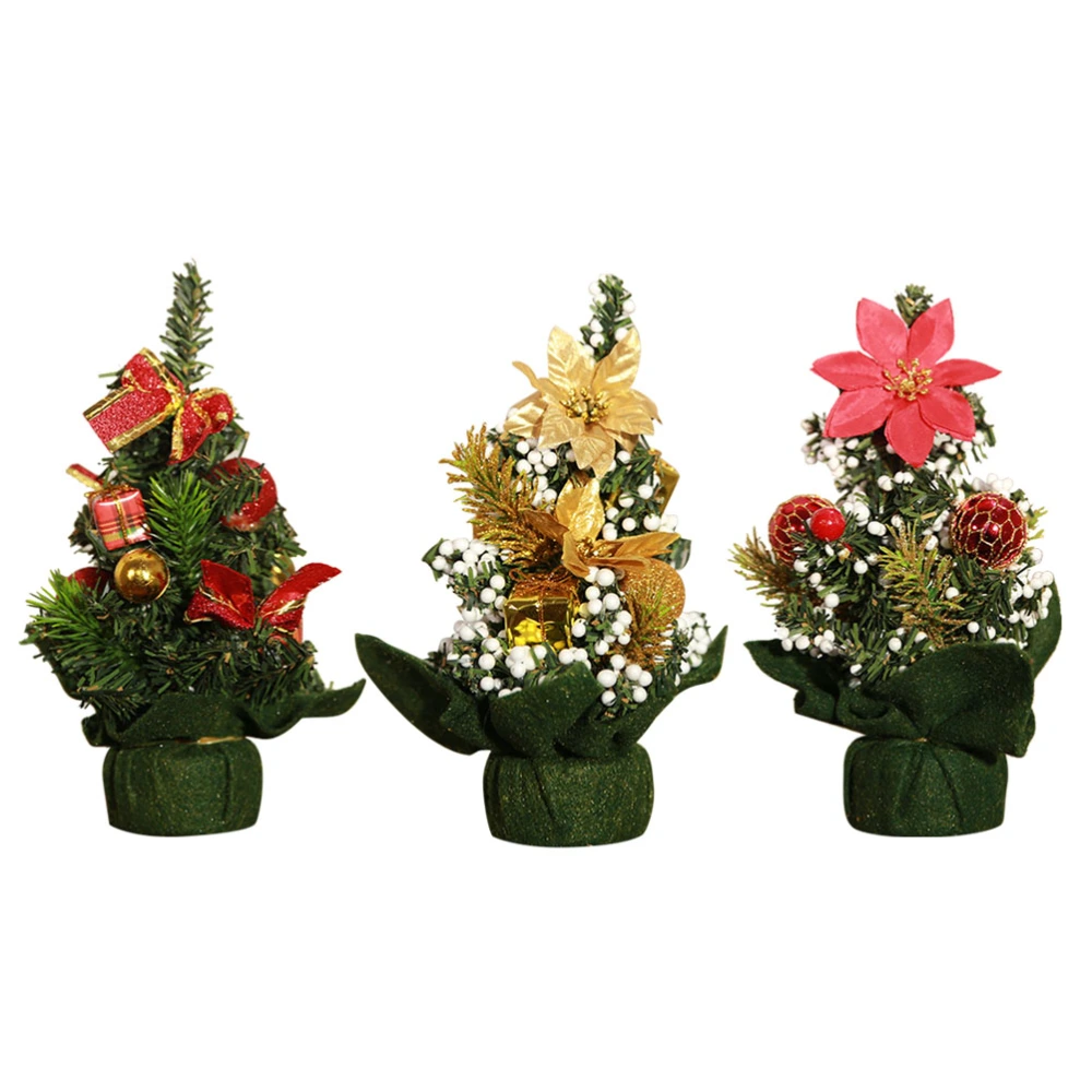 3PCS Mini Artificial Christmas Tree Best Choice Christmas Decoration 20cm Tall Christmas Pine Tree for Table Desk Tops Home Office Party (Nonwovens)