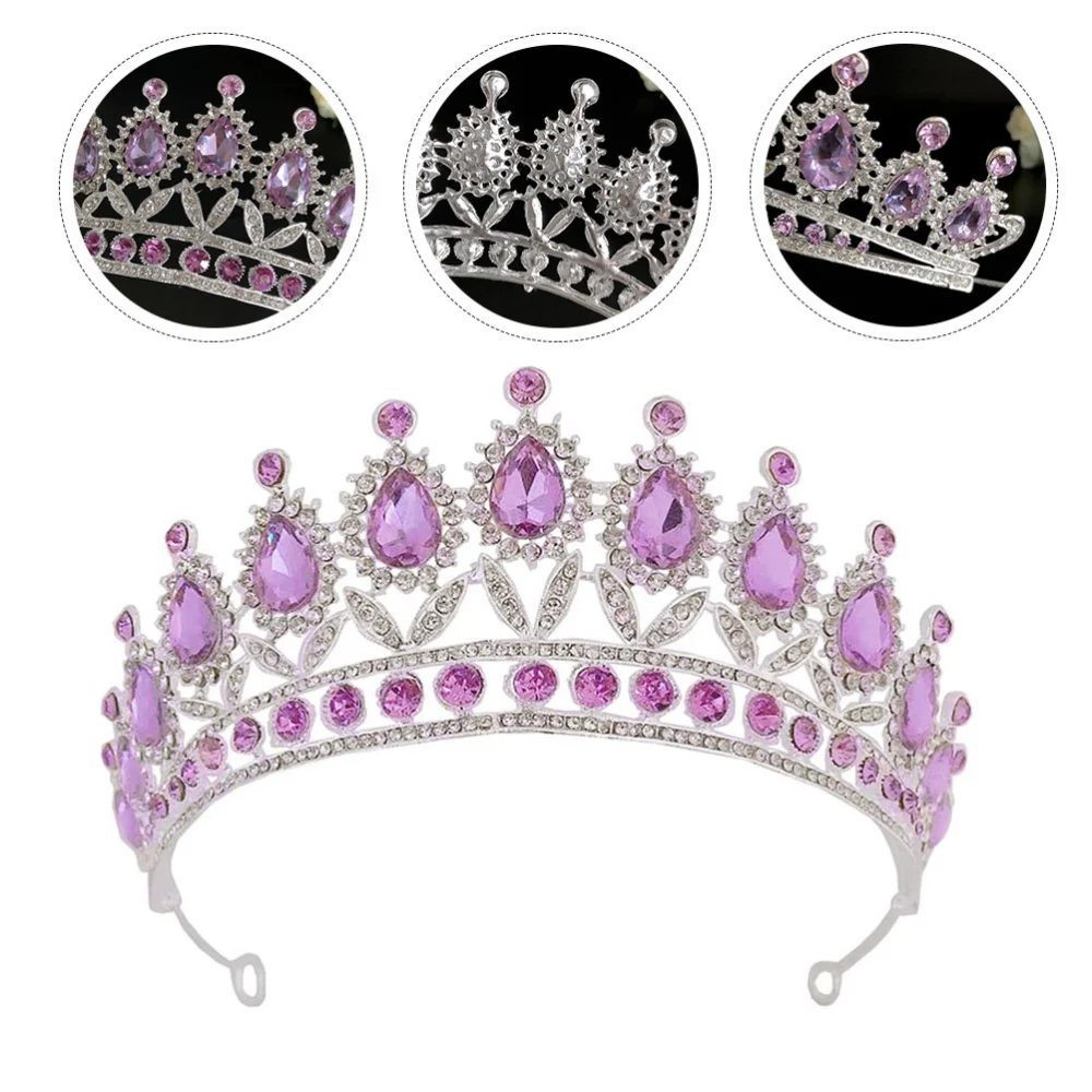 1pc Charming Girl Crown Bride Tiara Headdress Banquet Rhinestone Crown Headdress